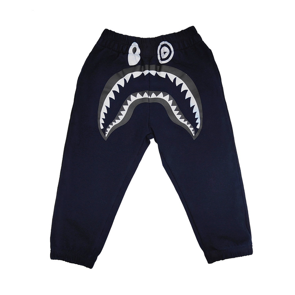 beii&bape潮牌儿童装鲨鱼嘴男童长裤宝宝休闲裤薄款仿牛仔卫裤