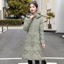 韩版修身棉服女中长款加厚连帽棉衣过膝气质棉袄外套2023新款冬季