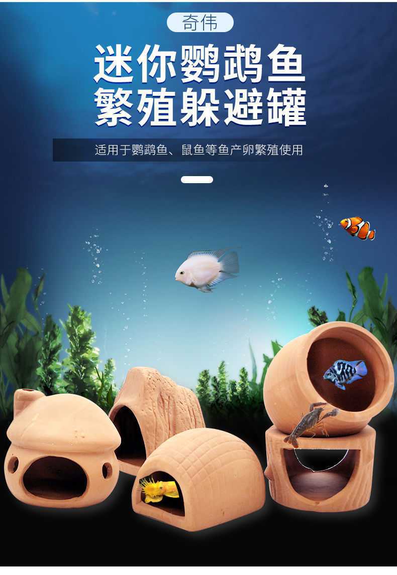 躲避屋鱼缸造景虾屋虾窝躲避屋迷你鹦鹉鱼产卵罐小鱼繁殖罐躲避罐子