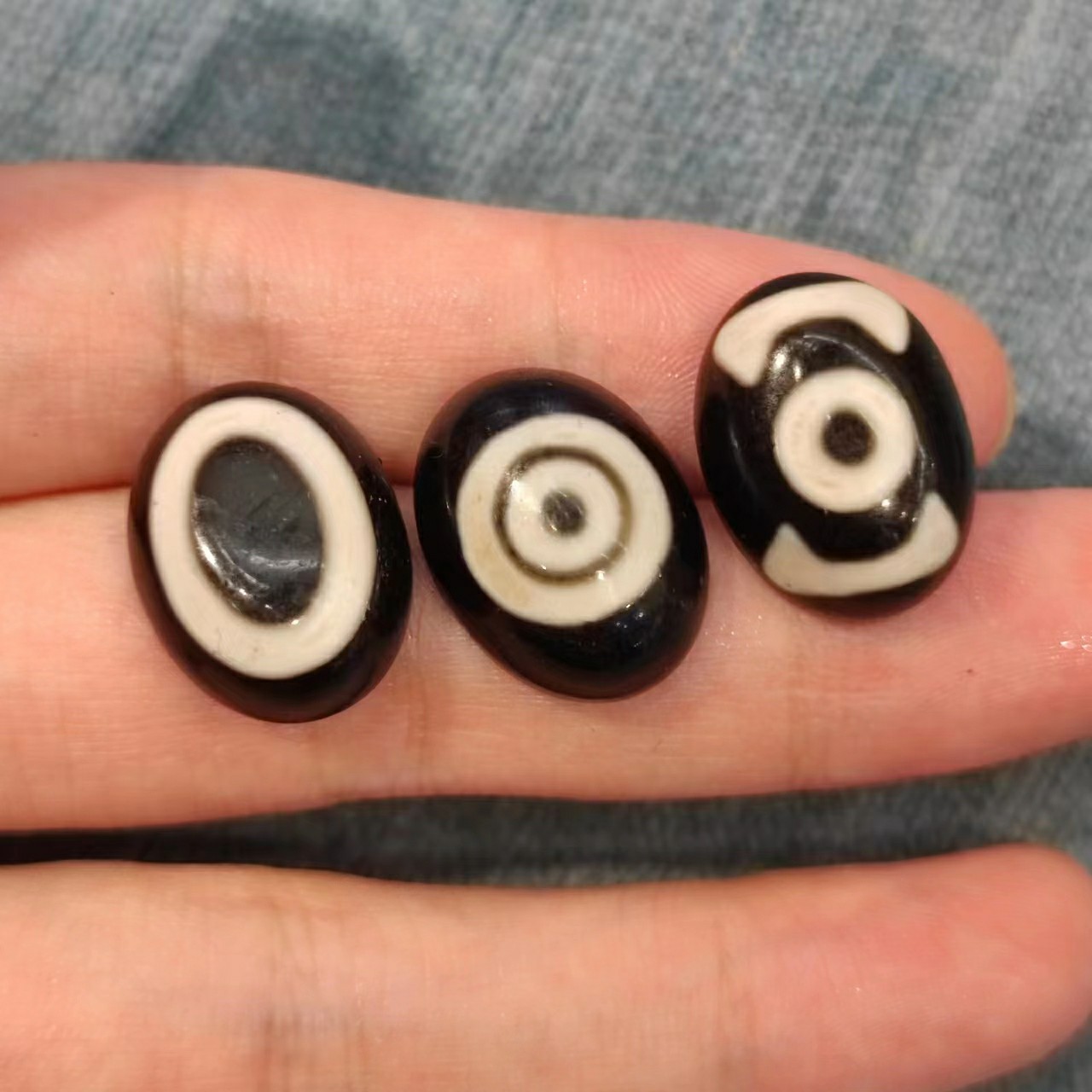 天眼佛眼眼中眼智慧之眼玛瑙戒面用于镶嵌黑白西藏民族风17乘13mm