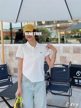 A BLUE TREE蓝树夏季新品女式宽松短袖T恤美式POLO领纯色小衫女潮