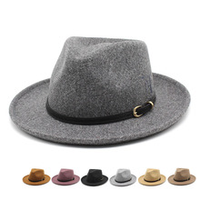 外贸新款Fedora绅士帽礼帽男女爵士帽加厚龙凤尼西装搭配帽子毡帽