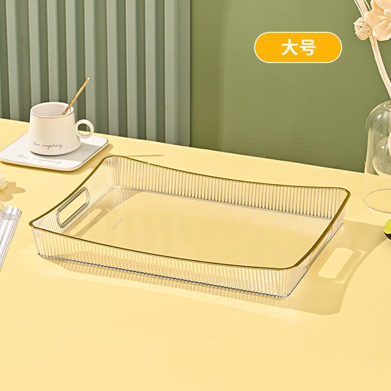 Light Luxury Tray Plastic Transparent Household Draining Teacup Water Cup Snack Tea Tray Rectangular Living Room Japanese Fruit Plate