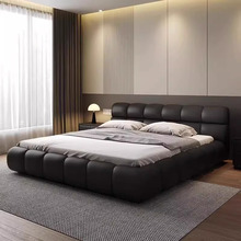 新款意式单双人皮艺床现代简约储物1.8米高档婚床1.5米轻奢真皮床