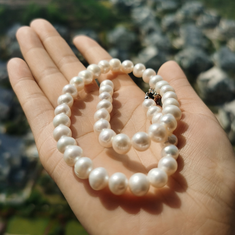 8-9mm近圆微瑕淡水珍珠项链 强光珠子 珠型均匀 时尚大气批发