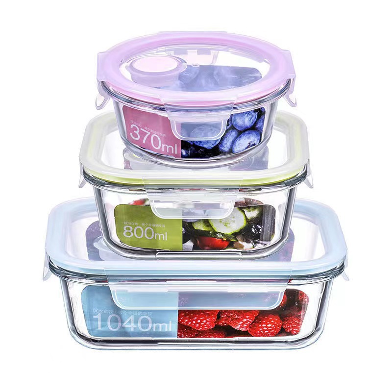 Ws Borosilicate Glass Fresh Bowl Microwave Oven Heating Lunch Box Sealed Transparent Bento Box Insulation Cloth Bag Gift