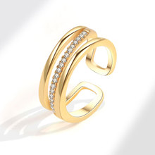 韩版小众轻奢戒指个性设计感微镶锆石指环网红高级感可调节手饰品