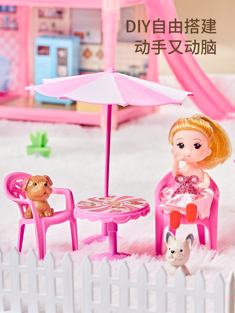 Children's Toy Play House Princess Castle Building Blocks Girls' Assembling Game Doll House Villa Simulation Furniture Model