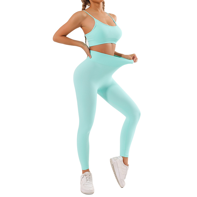 European and American New Seamless Yoga Suit Women's Strap Yoga Clothes Bra Hip Raise Yoga Pants Exercise Workout Pants