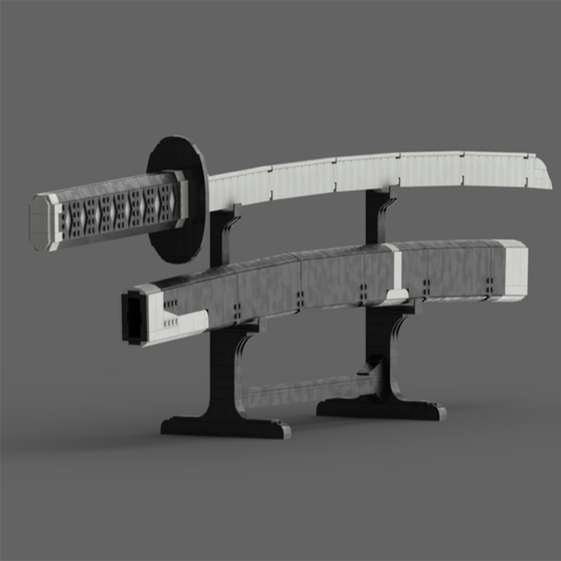 跨境热卖兼容乐高积木moc-165438简单的武士刀男孩拼装玩具摆件