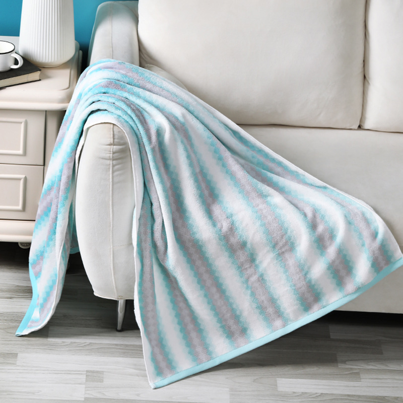 Adult Pure Cotton Bath Towel, Towel Stripe Pure Cotton Bath Towel Soft Absorbent 70 * 140cm Customizable Gift Box