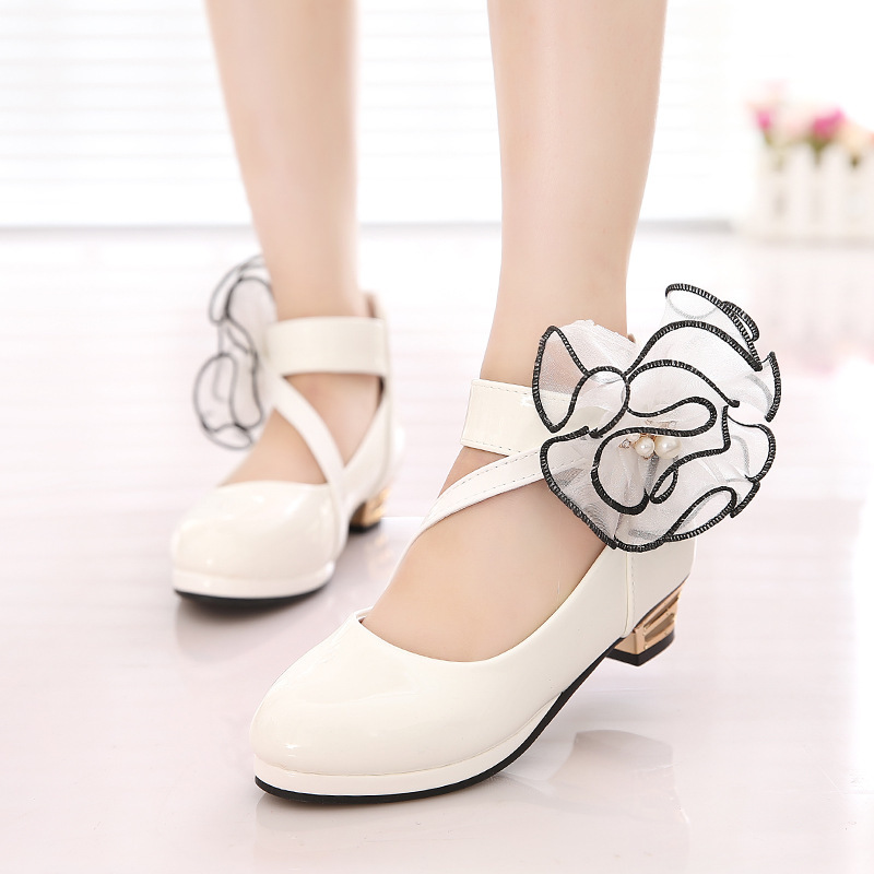 小女孩的高跟鞋女童白色皮鞋春季2020年新款韩版百搭单鞋公主春鞋
