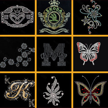 新款围裙字母烫钻贴烫图 热转印树脂厂批发耐高温烫钻图案贴