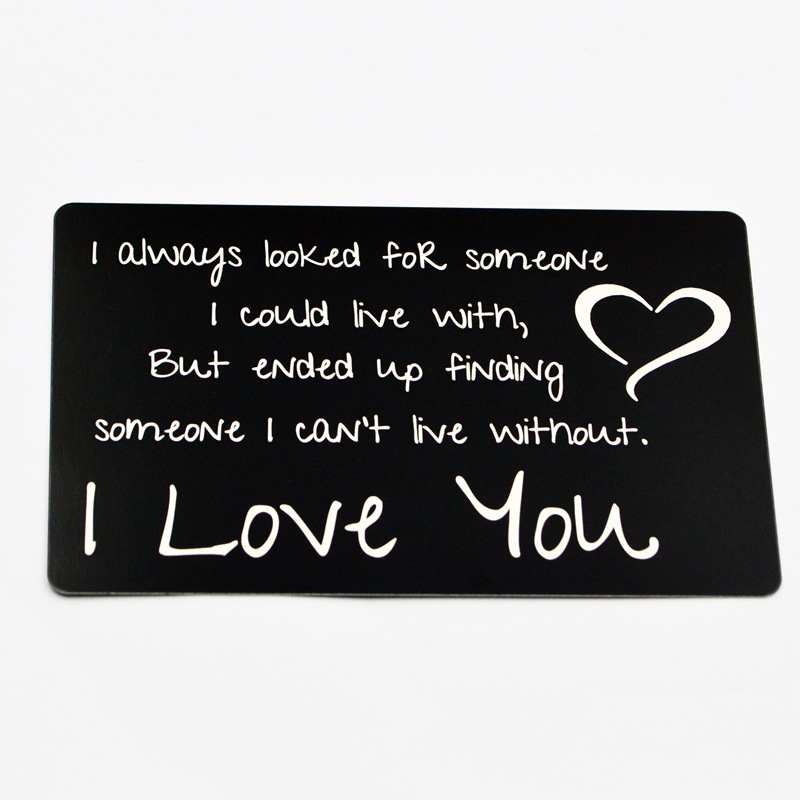 钱包夹层 刻字刻字卡片 i love you 亚马逊爱情提醒名片 可定制