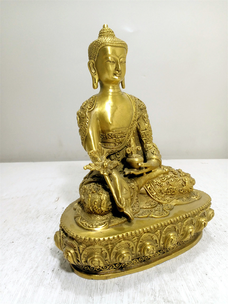 黄铜药师佛药王菩萨佛像 佛教佛具用品 家居摆件饰品工艺品铜器