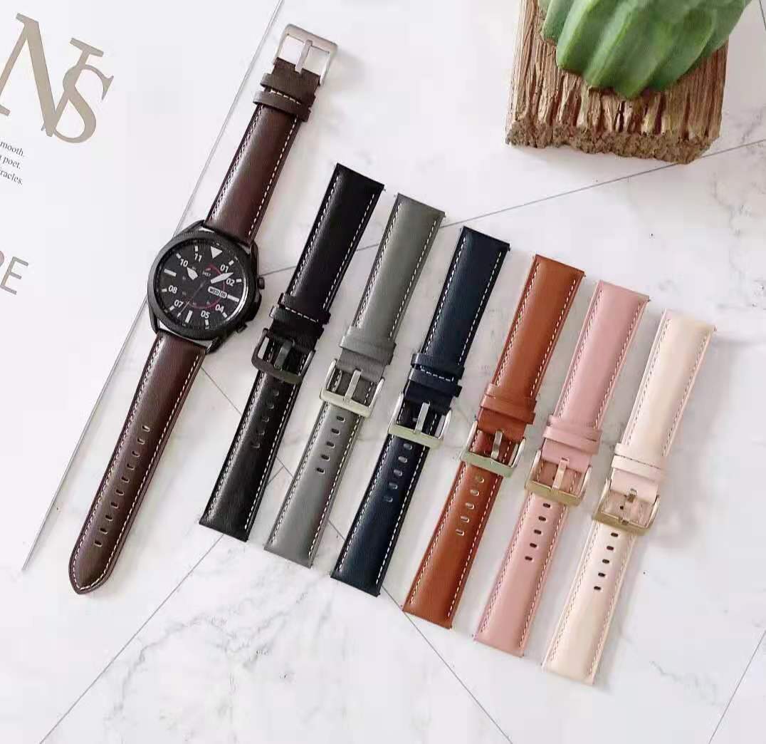 适用三星galaxy watch3快拆真皮手表带s3男女替换腕带