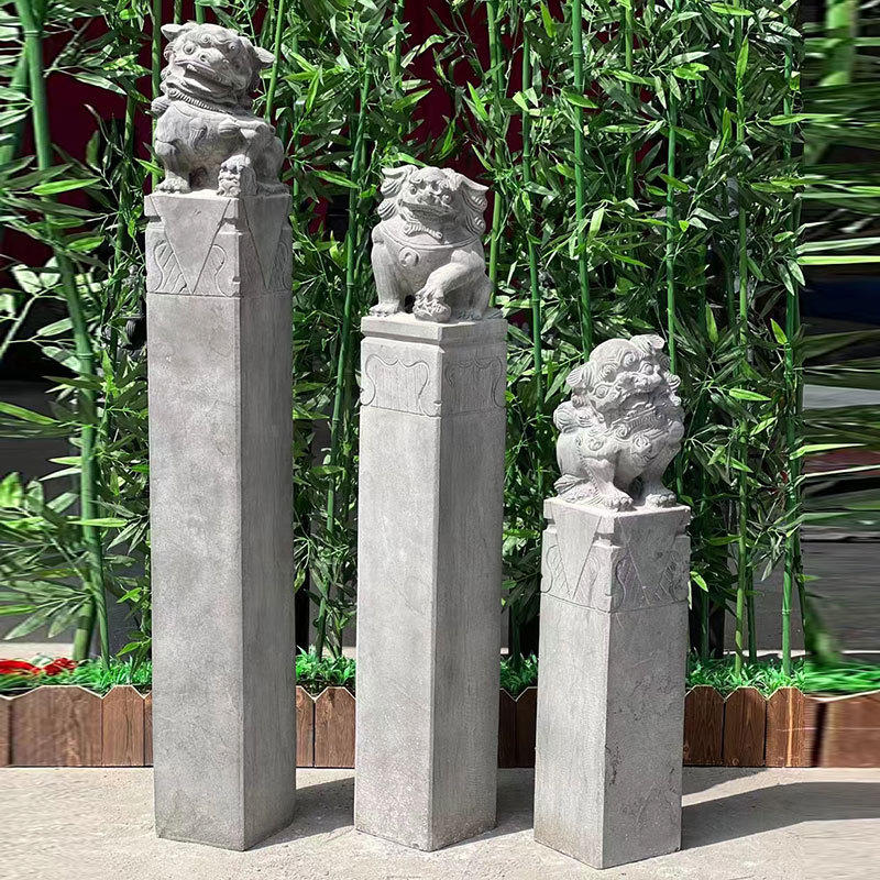 石雕拴马桩狮子青石仿古做旧拴马柱新中式石柱子庭院门口摆件