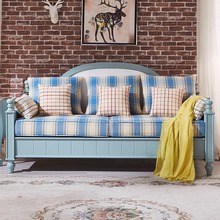 美式彩绘三人位沙发复古彩绘做旧单人沙发地中海双人沙发客厅家具