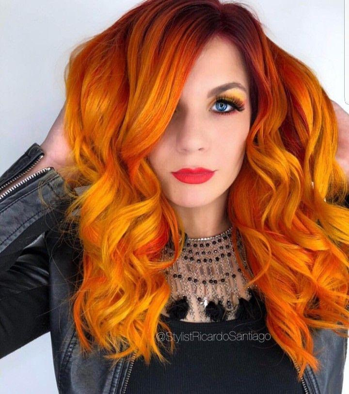 亚马逊中分长卷女长发大波浪卷发渐变橙色外贸跨境欧美假发玫瑰网