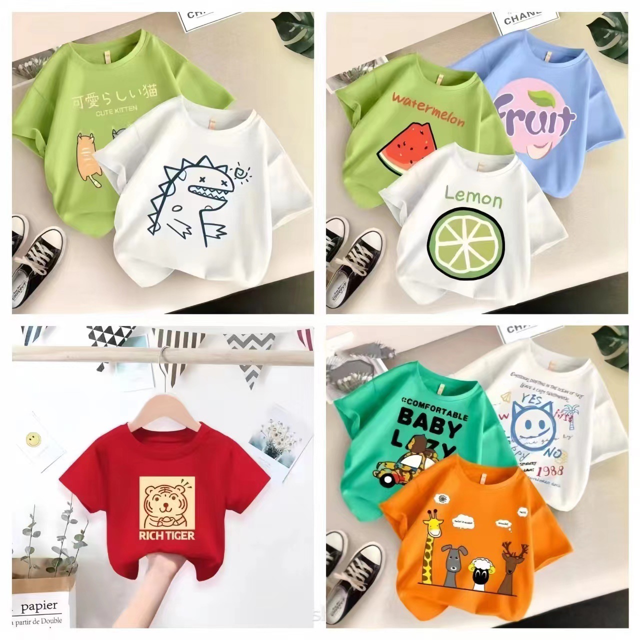 夏季新款童装地摊货源5元儿童短袖上衣服装外贸尾货工厂批发童装