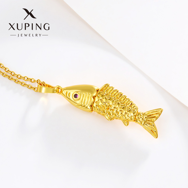 Xuping Jewelry Goldfish Gold Plated Koi Pendant Chinese Style Alloy Gold Plated Filigree Carp Pendant Jewelry Wholesale