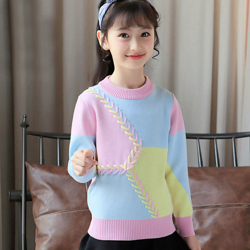 6到13岁大童7至12女童装冬季10小女孩子9儿童8加绒毛衣冬天打底衫