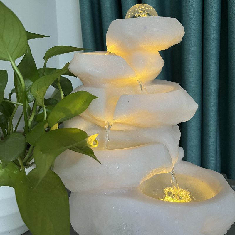 简约高山流水生财摆件桌面家居开业办公室内客厅招财流水循环摆件