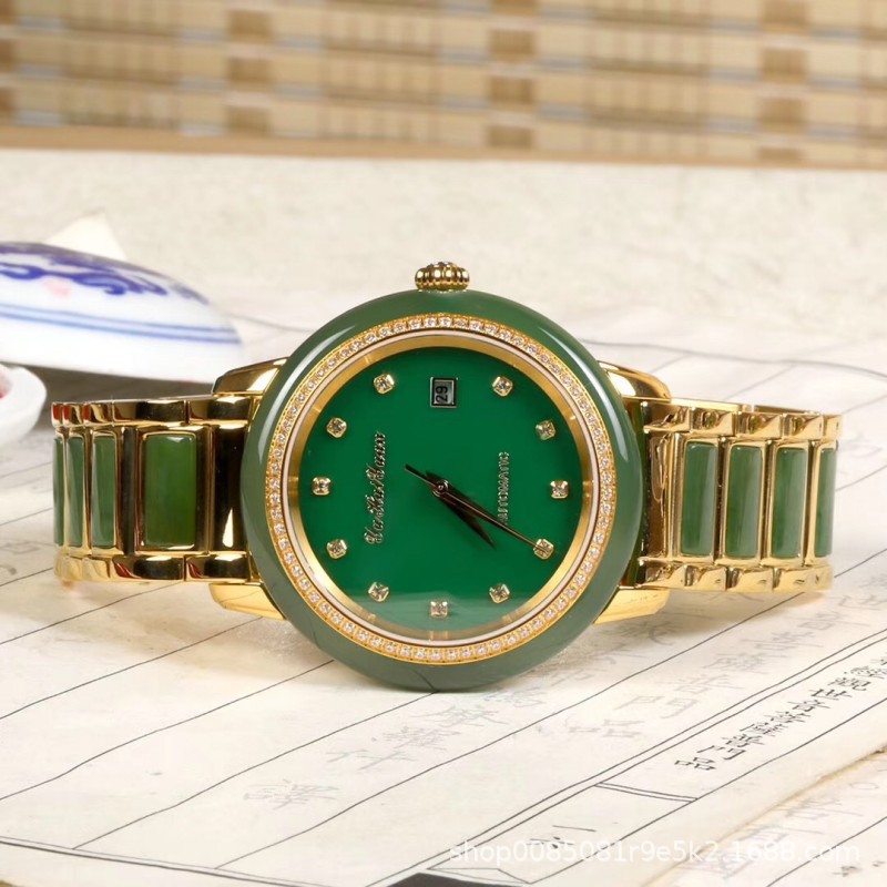 和田玉手表男女款机械表自动防水进口金表和田玉翡翠玉石情侣手表