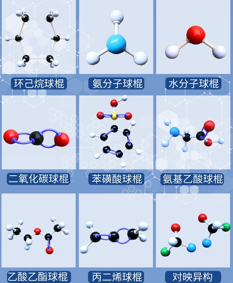 1006有机分子晶体结构模型(2盒装)vsepr电子云杂化轨道模型