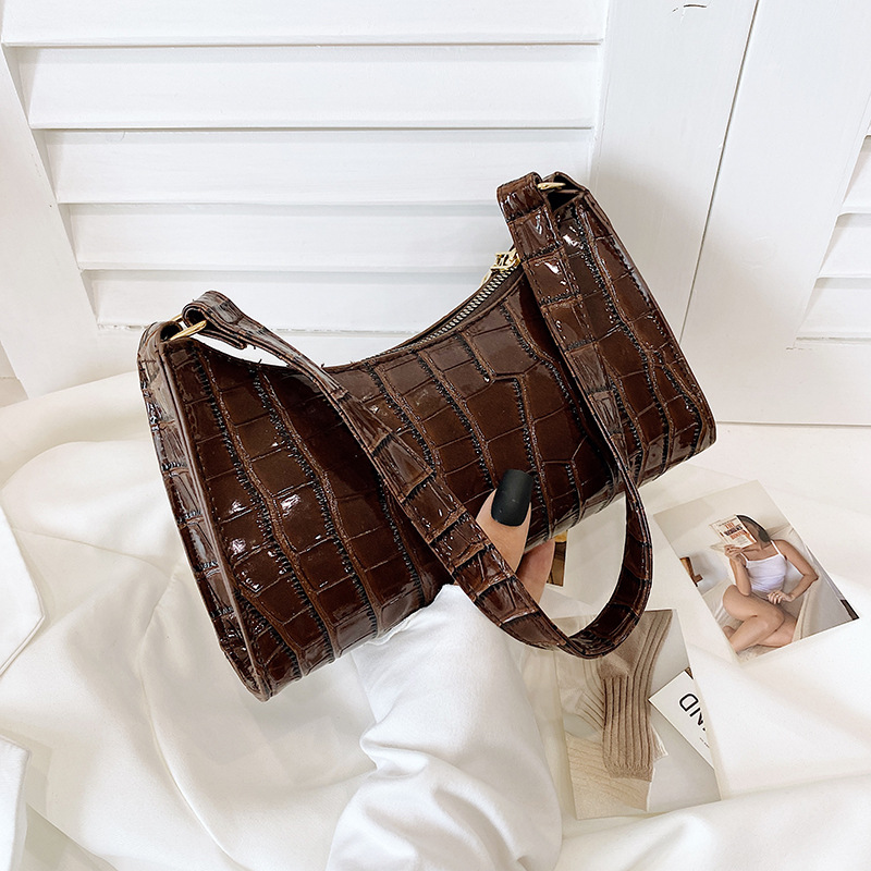 Cross-Border European and American Retro Shoulder Bag 2022 New Stylish Good Texture Pu Crocodile Pattern Underarm Bag Street Trendy Bags