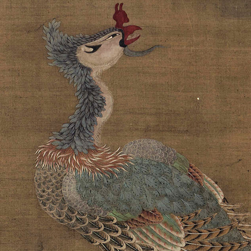 古画丹凤朝阳图挂画中式入户风水玄关花鸟画装饰卷轴吉祥如意凤凰