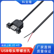 定制电子线材USB母单头带螺丝孔固定尾部上锡2芯电源线4芯数据线