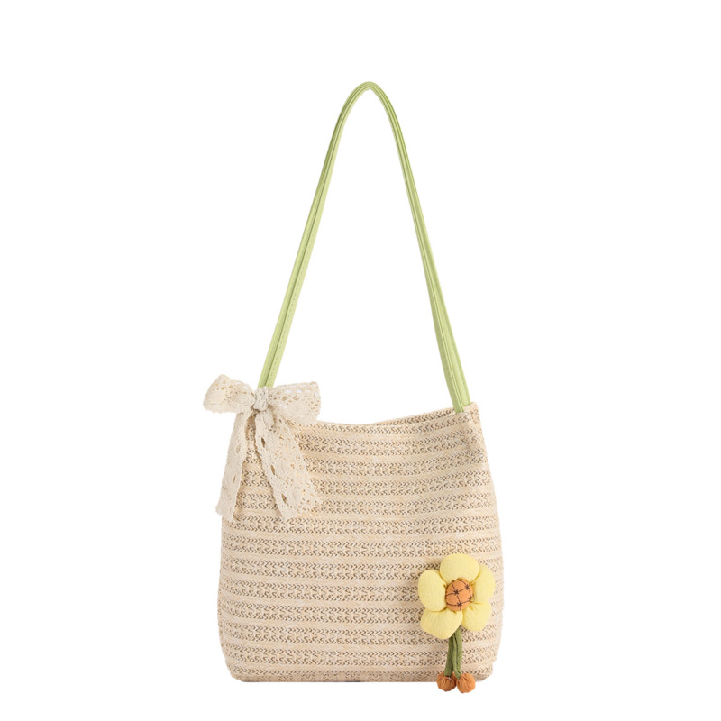 Large Capacity Woven Gentle and Stylish Elegant Straw Scarf Shoulder Bag 2023 Summer New Underarm Bag Tote Bag