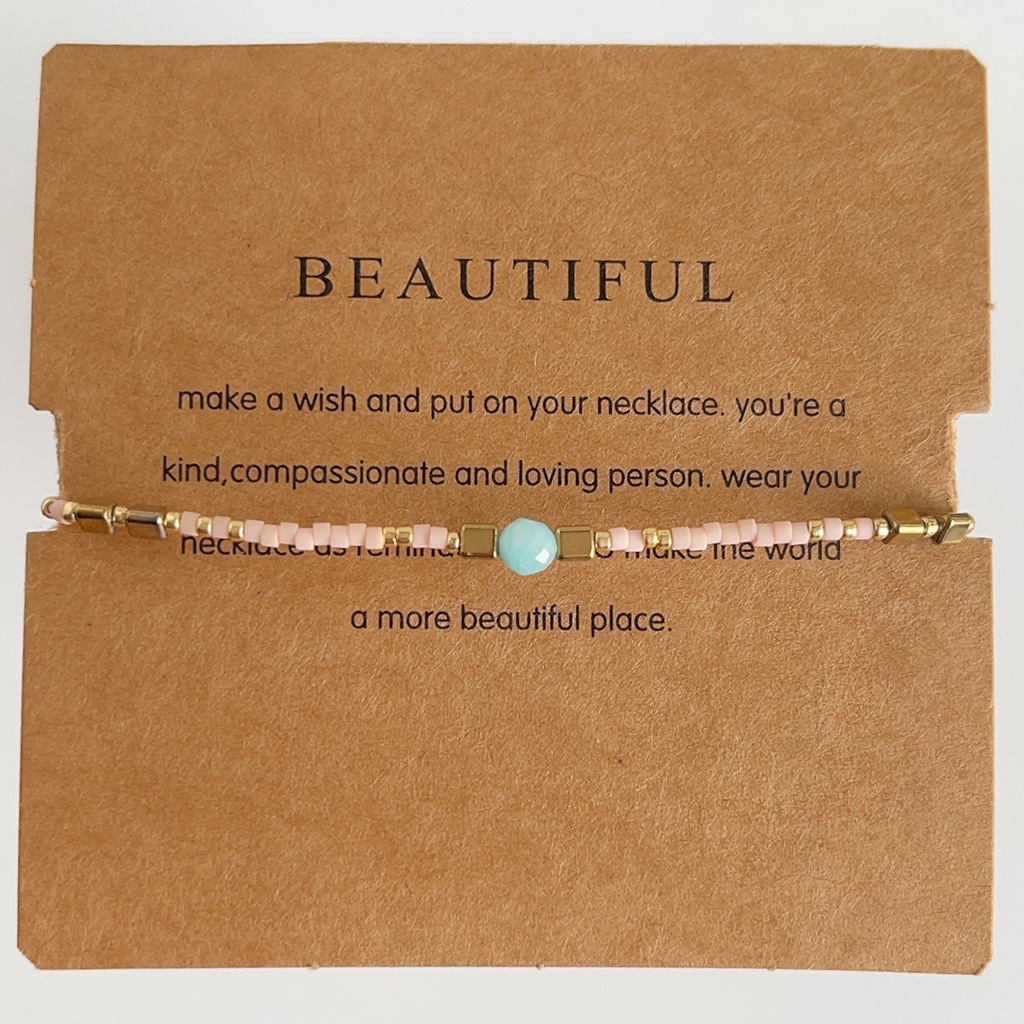 Popular [Lucky]]! Japanese Bead Natural Stone Element Small Bracelet Girls Simple Cute Carrying Strap Gift