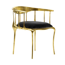 纯铜餐椅轻奢高级感设计师款现代简约客厅金属扶手单人椅家具定制