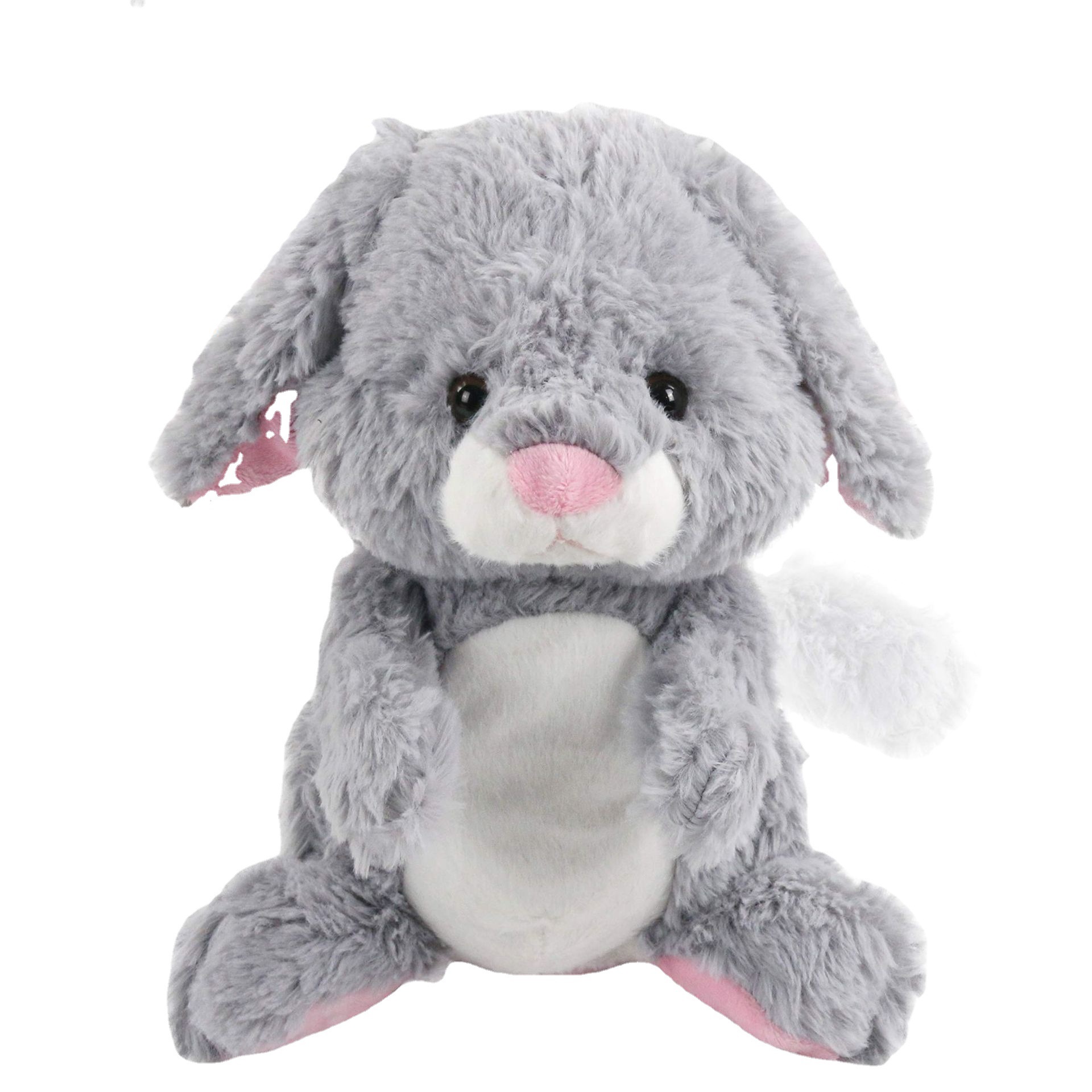 跨境新款可爱柔软多功能拍手拍耳电动灰色兔子毛绒玩具玩偶公仔