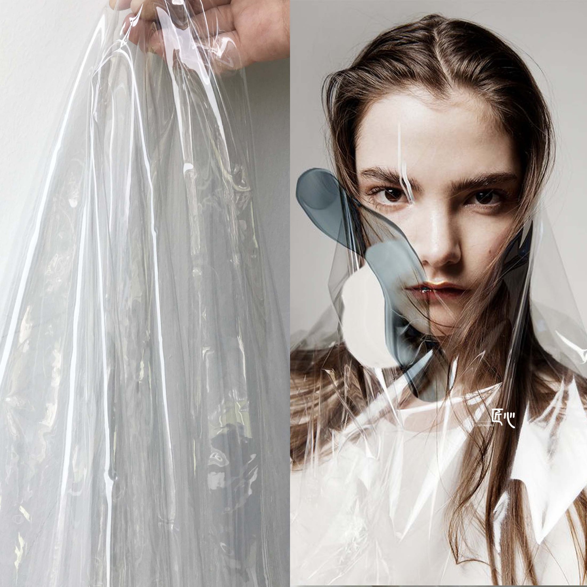 全透明tpu面料服装风雨衣薄膜防水tpu塑料设计师面料包包透明pvc