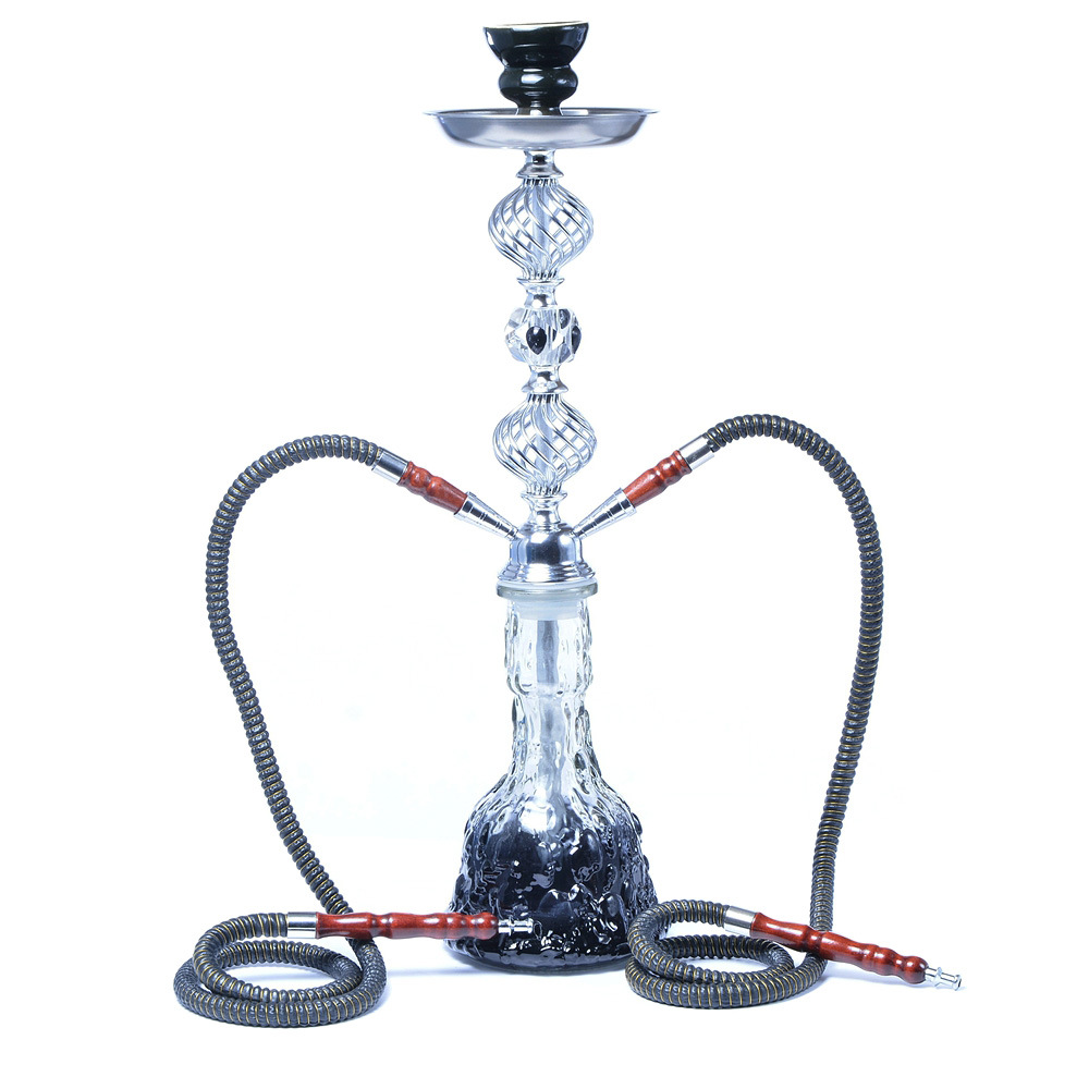 跨境货源供应水烟厂大号双管水烟装饰玻璃壶外贸货亚马逊hookah