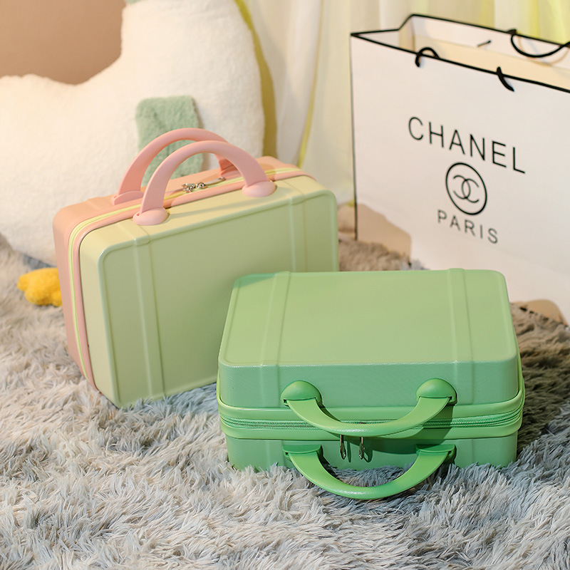 Korean Style Macaron Retro Gift Box Suitcase 14-Inch Cosmetic Case with Hand Gift Mini Storage Box
