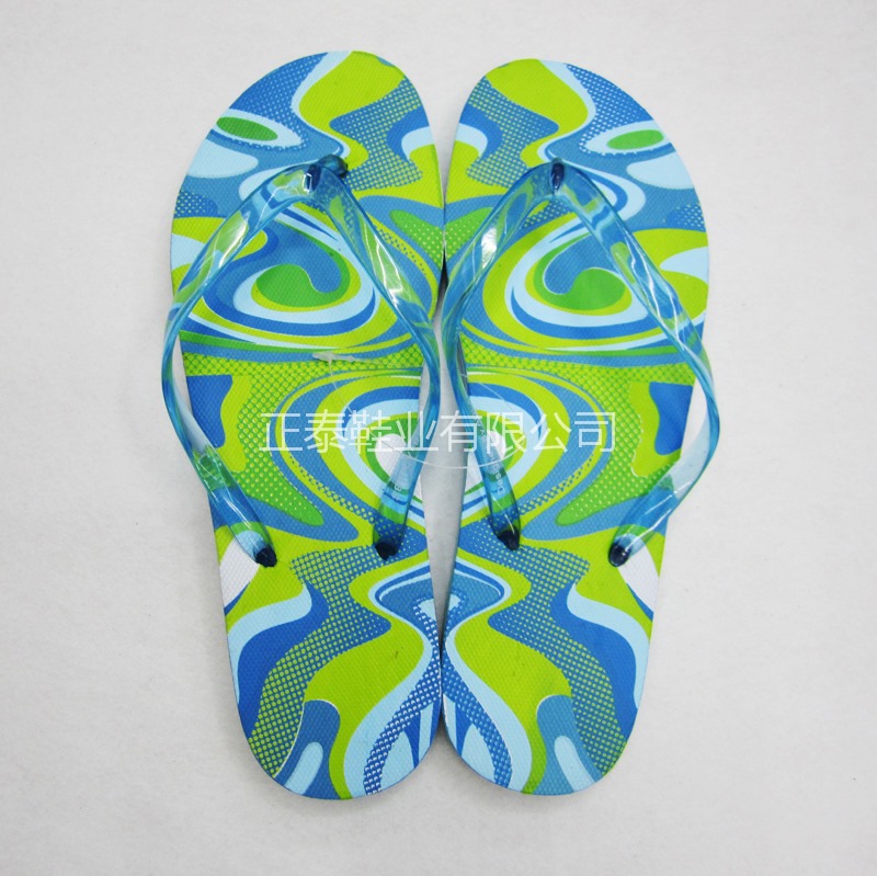 customizable logo pattern flip-flops women‘s flip-flops flat heel blue pe printed beach flip-flops sandals