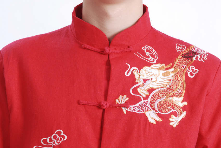 中国风男装复古刺绣龙唐装男长袖中式礼服年会活动演出服民族服装