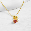 Pink Cherry zircon Pearl Pendant Necklace A small minority design Versatile Small lovely Refinement clavicle wholesale