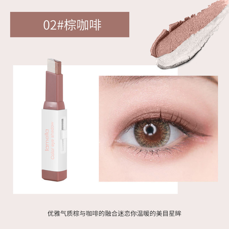 LaMeiLa Two-Color Lazy Eye Shadow Stick Pen Pearlescent Glitter Waterproof Ground Color Factory Direct Sales 3052