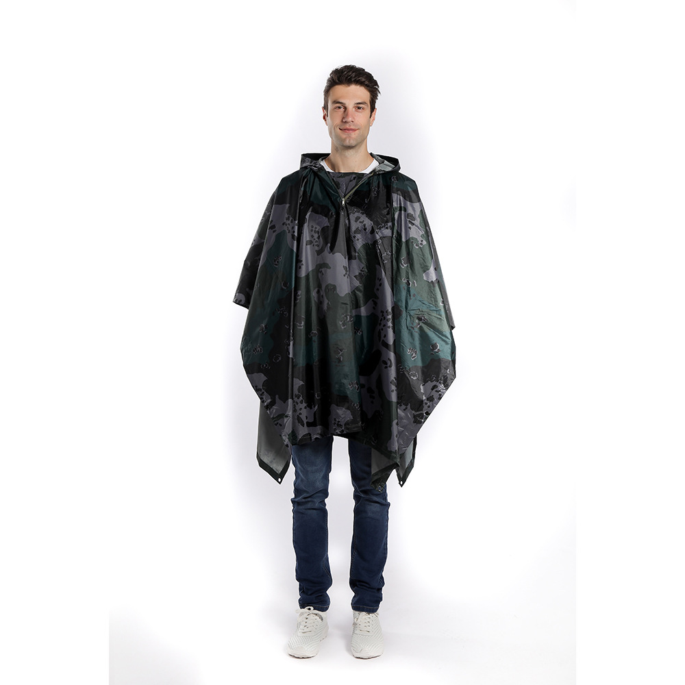 Thickened and Breathable Camouflage Raincoat Cloak Outdoor Hiking One-Piece Raincoat Riding Poncho Electric Bike Raincoat Wholesale