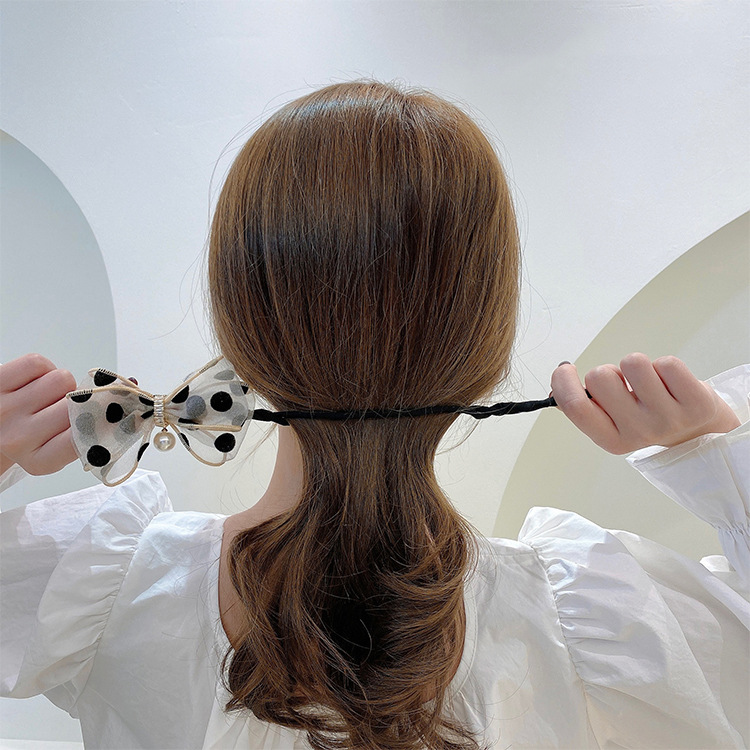 波点蝴蝶结丸子头盘发器网红女卷发棒发夹懒人花苞头编发造型神器