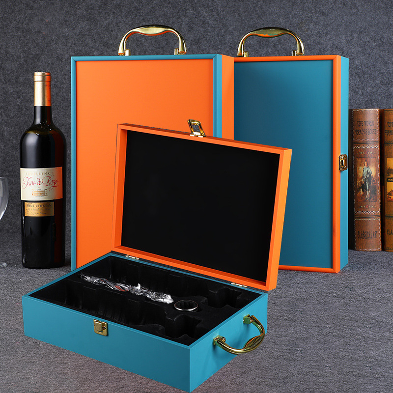 干红葡萄酒礼盒高档酒盒双支装葡萄酒空盒包装盒通用锁扣酒箱盒子