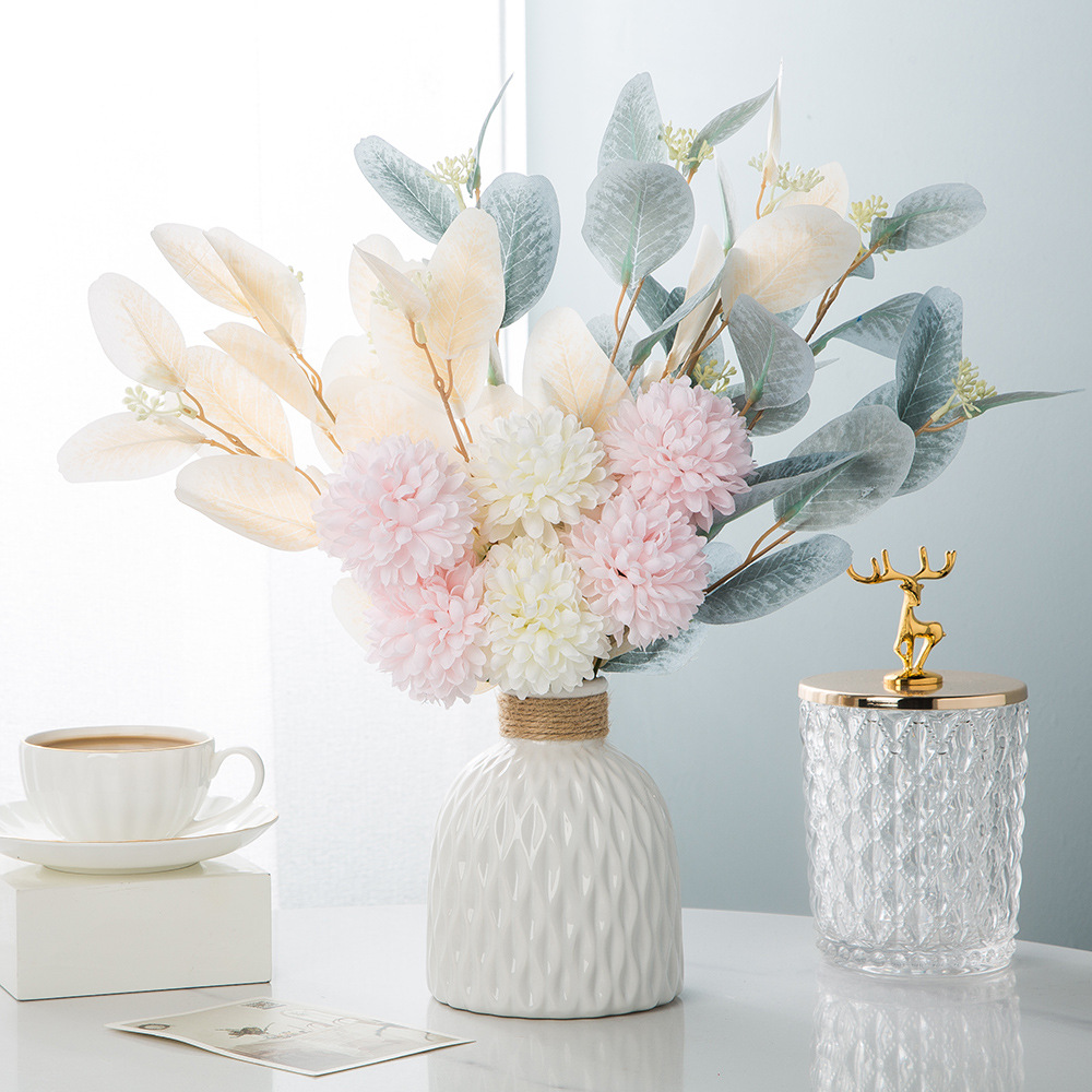 干花装饰摆件陶瓷花瓶餐桌客厅仿真花艺家居饰品卧室假花插花套装