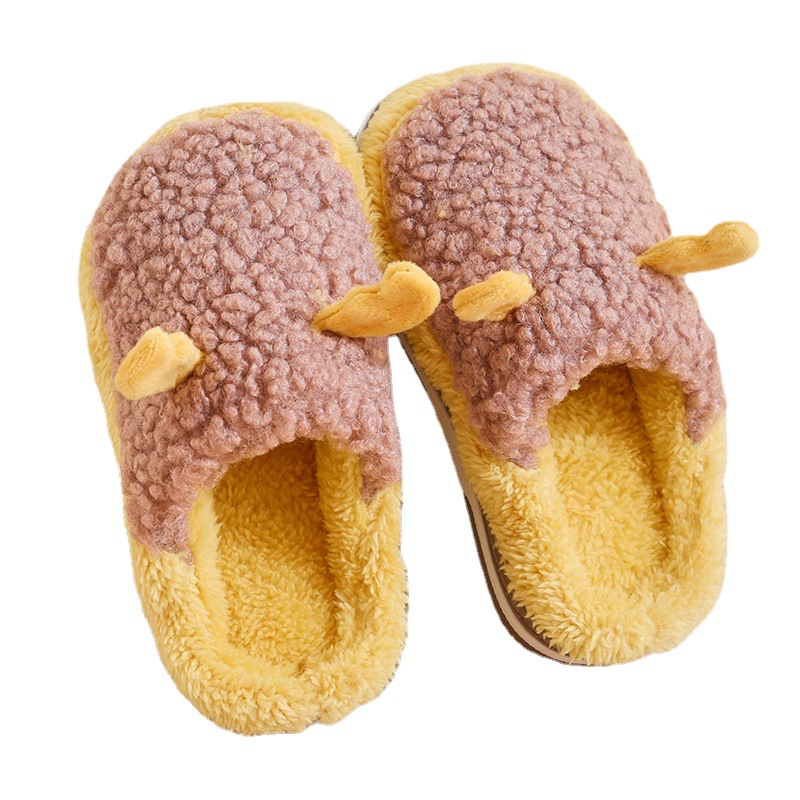 New Children's Cotton Slippers Cartoon Antlers Modeling Cute Fashion Indoor Warm Wear-Resistant Children's Cotton Slippers