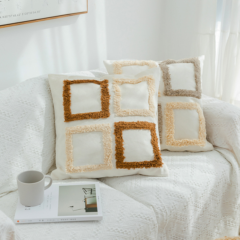 正方形印花抱枕套 现代休闲生活色 客厅卧室通用 靠垫套