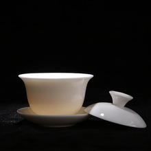 羊脂玉盖碗茶杯陶瓷单个高端大号泡茶功夫三才碗德化白瓷茶碗logo